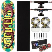 Skate Wood Light Dragon Montado Profissional 8 Next Everlong Cor:Amarelo