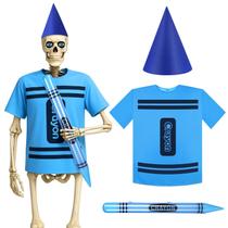 Skeleton Costume Mini-Inflat, camisa de giz de cera de 12 pés, chapéu, balão