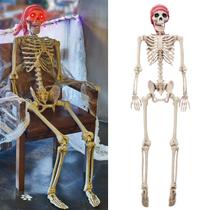 Skeleton yosager Pose-N-Stay em tamanho real com olhos brilhantes de 5,4 pés