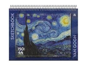Sketchbook a4 animarte van gogh noite estrelada 150g 44 fls caderno de desenho profissional capa dura e papel grosso animart animativa