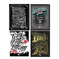 Sketchbooks Lettering Para Tatuagem - Kit Com 4 Livros