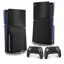 Skin PS5 Slim Adesivo Vertical - Fibra de Carbono Preto