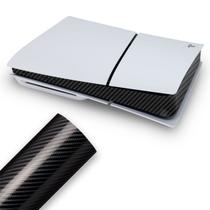 Skin PS5 Slim Central Adesivo - Fibra de Carbono Preto