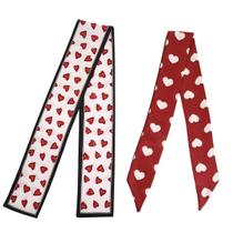 Skinny Scarves Fuyage Valentine Heart Print, conjunto de 2 peças, vermelho/branco Skinny Scarves Fuyage Valentine Heart Print, conjunto de 2 peças, vermelho/branco