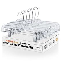 Skirt Hangers HOUSE DAY, pacote com 100, plástico transparente com clipes
