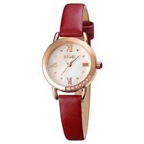 SKMEI Relógio feminino, relógio de pulso elegante de couro para senhoras e meninas, relógio analógico de quartzo à prova