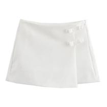 Skort Assimétrico com Cintura Alta - Saia Mini Branca para Verão - Moda Streetwear Feminina