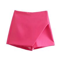 Skort Assimétrico de Cintura Alta com Bolsos - Saia e Short Vintage para Mulheres