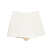 Skort Assimétrico Preto de Cintura Alta - Saia Mini Casual para Verão 2024