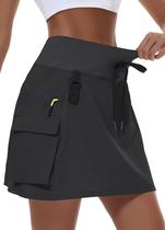 Skort Cargo Feminino para Trilha MIVEI Preto Secagem Rápida com Bolsos Skort Cargo Feminino para Trilha MIVEI Preto Secagem Rápida com Bolsos