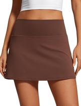 Skort CRZ YOGA Butterluxe Coffee Brown de cintura alta para mulheres Skort CRZ YOGA Butterluxe Coffee Brown de cintura alta para mulheres