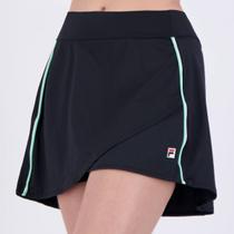 Skort Fila Backspin Wrap Feminino Preto e Verde Claro Skort Fila Backspin Wrap Feminino Preto e Verde Claro