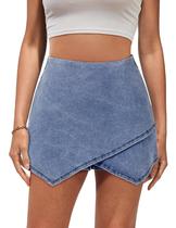 Skort luvamia Jeans azul moderno com bolsos, cintura elástica