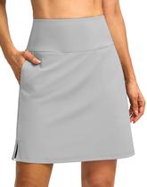 Skort SANTINY 18 para mulheres com 3 bolsos de cintura alta cinza claro Skort SANTINY 18 para mulheres com 3 bolsos de cintura alta cinza claro