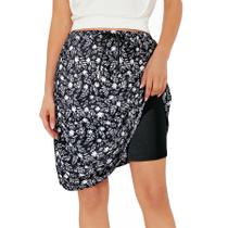 Skort Zando Hawaii na altura do joelho com bolsos para mulheres, preto XXL Skort Zando Hawaii na altura do joelho com bolsos para mulheres, preto XXL