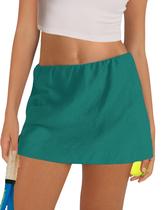 Skorts Gozoloma, algodão, linho, casual, linha A, verde escuro