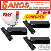 Sky Pre Pago Conforto - Kit Completo com 03 Receptores