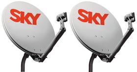 Sky pré pago Kit Mini com 2 Antenas Parabólica Sky 60 Cm+lnbf simples - visiontec