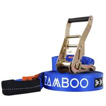 Slackline Zamboo Kit StartLine 15m Azul Com Catraca Reforçada Suporta 3 Ton Desenvolve Equilíbrio Coordenação