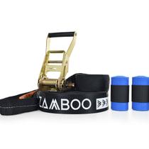 Slackline Zamboo Kit StartLine 15m Preto Com Catraca Reforçada Protetores Desenvolve Equilíbrio Coordenação