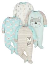Sleep 'N Play Footie Gerber Baby Boys de 3 a 6 meses, pacote com 4