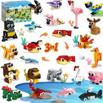 SliBoeyX Kit com 24 Blocos de Montar 3 em 1 com Animais SliBoeyX Kit com 24 Blocos de Montar 3 em 1 com Animais