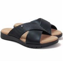 Slide Chinelo Feminino Usaflex Couro Amortecimento em Gel Cor:PretoTamanho:38 Slide Chinelo Feminino Usaflex Couro Amortecimento em Gel Cor:PretoTamanho:38