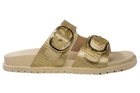 Slide Feminino 2 Fivelas Rafia Ouro Light - Cód 8354 Slide Feminino 2 Fivelas Rafia Ouro Light - Cód 8354