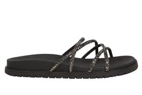 Slide Feminino de Tiras Cruzadas Glam Preto - Cód 8354157 Slide Feminino de Tiras Cruzadas Glam Preto - Cód 8354157
