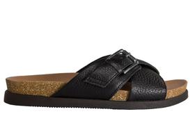 Slide Feminino em Couro na Cor Preto - Cód AL3104001