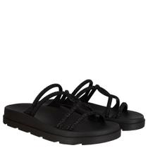 Slide Zaxy Bright Feminino Preto em Glitter