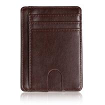 Slim Front Pocket Wallet Credit Card Holder RFID Blocking Holds até 8 Cards - Coffee