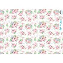 Slim Paper Decoupage 33,8 x 47,3 cm - SPL - 011 Rosas e Suculentas Aquareladas