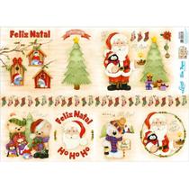 Slim Paper Decoupage Natal 33,8 X 47,3 cm - SPLN - 002 Papai Noel, Pinheiros e Ursos