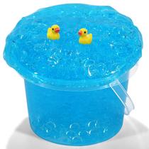 Slime Azeperoy Premade Sky Blue Jelly Cube Glimmer com complementos