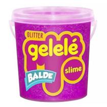 Slime Gelelé Com Glitter Geleca Balde Brinquedo Roxo 457g Várias Cores