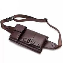 Sling Bag Bestsent Masculina - Mochila de Couro Marrom para Ombro