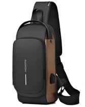 Sling Bag Geanbun Anti-Theft USB Crossbody impermeável marrom