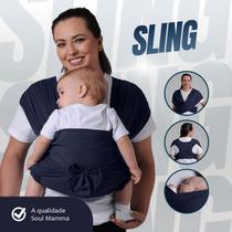 Sling fácil de vestir carregador de bebê ergonômico azul marinho g - Soul Mamma