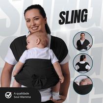 Sling fácil de vestir carregador de bebê ergonômico preto m - Soul Mamma