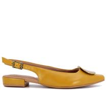 Slingback Amarelo Salto Bloco Couro