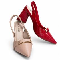 Slingback Bebecê Feminino Bico Fino Salto Bloco