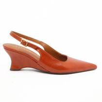 Slingback Belluno Bico Fino Salto Anabela Médio