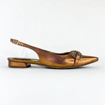 Slingback bronze com laço em manta de strass 1826