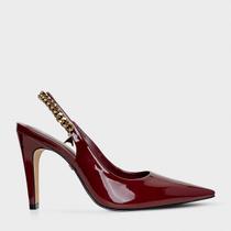 Slingback Carrano Chain Charm Couro Verniz Vinho Mahogany - 754033