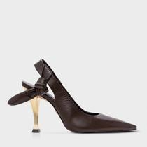 Slingback Carrano Lace Salto Fino Trap Heel Dark Brown - 873001 -
