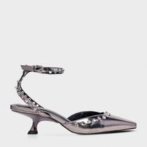 Slingback Carrano Salto Space Couro Spechio Pewter - 734027