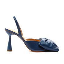 Slingback Couro Azul Salto Alto Cecconello 2391001-2