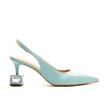 Slingback Couro Azul Salto Médio Cecconello 2417003-1