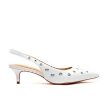 Slingback Couro Branco Salto Baixo Cecconello 2389020-2